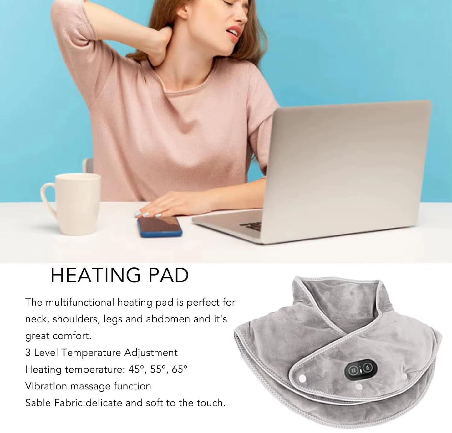 Electric Heating Shoulder Neck Pads Massager USB Three Gear Cervical Brace Wrap Thermal Compress Warm Relaxation Back Brace Tool