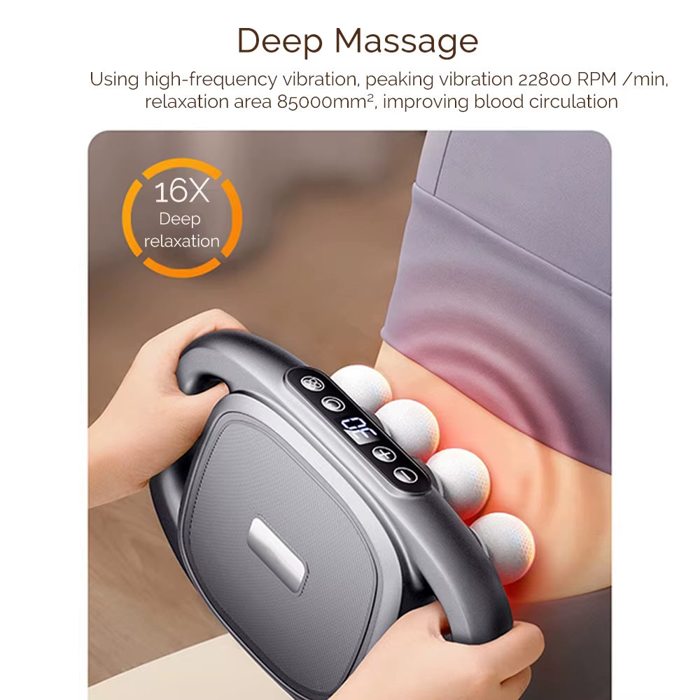 Powerpulse 8X – Deep Tissue Fascia Massage Gun with 8 Heads, 30 Speeds & Red Light Therapy